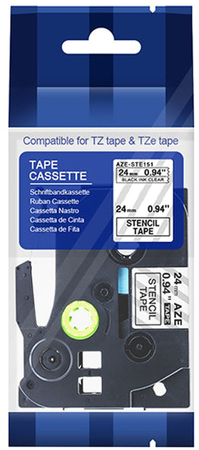 Етикеточна стрічка BrotherSTE-151 24 mm x 3 m White/Clear (STE-151) - зображення 1