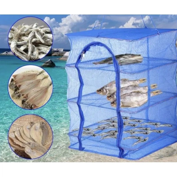 Сетка для сушки рыбы (фруктов и овощей) сушилка Трехярусная 45х45х55| Сетка  для сушки грибов