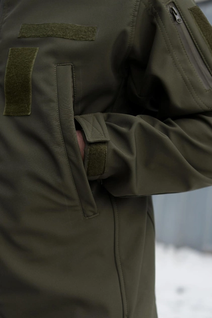 Тактична чоловіча куртка Soft shell на блискавці з капюшоном водонепроникна 4XL олива 00089 - зображення 2