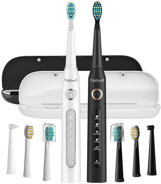 Набір електричних зубних щіток Fairywill D7 (FW-507 black&white) - зображення 1