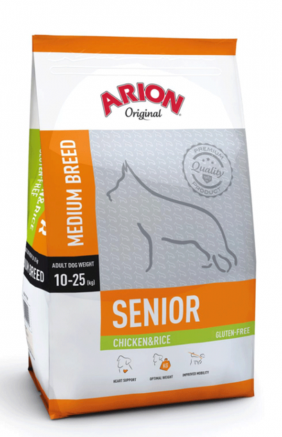 Сухий корм для собак похилого віку середніх порід Arion Senior Chicken and Rice 12 кг (5414970055390) - зображення 1