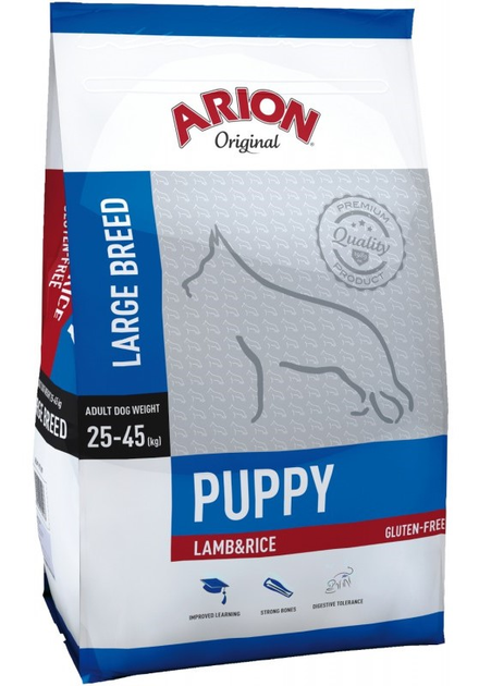 Karma sucha dla szczeniąt ras dużych Arion Puppy Lamb and Rice 12 kg (5414970055581) - obraz 1