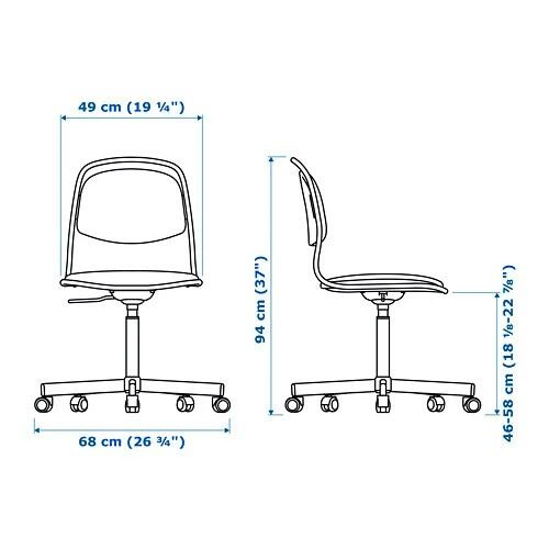 Обертовий стілець IKEA ÖRFJÄLL ОРФЬЄЛЛЬ, білий, ВІССЛЕ жовто-зелений, 094.160.28 - изображение 13