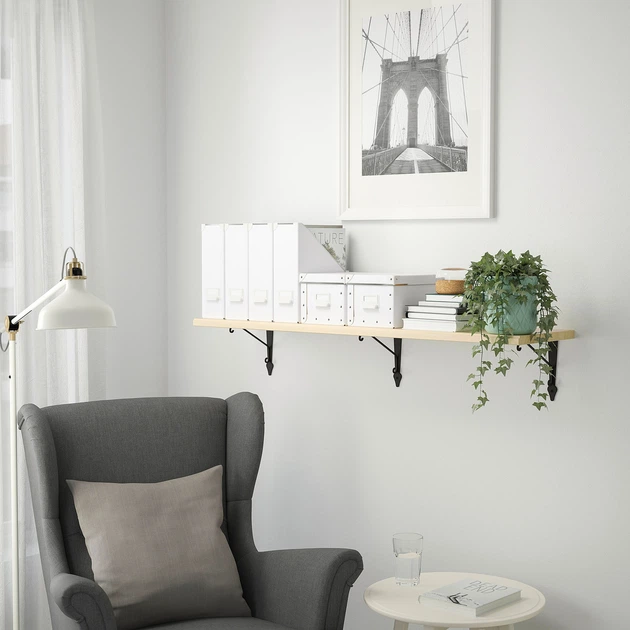 Полиця навісна IKEA TRANHULT / KROKSHULT, осика, 120х30 см, 293.363.23 - изображение 8