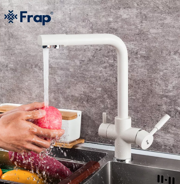 Смеситель для кухни Frap F4352-24 с подключением к фильтру, белый - изображение 2