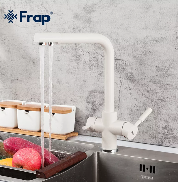 Смеситель для кухни Frap F4352-24 с подключением к фильтру, белый - изображение 4