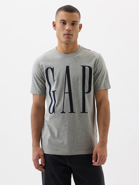 Акція на Футболка бавовняна довга чоловіча GAP 866774-02 XL Сіра від Rozetka