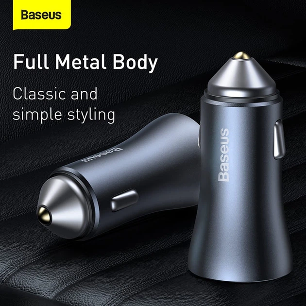 Адаптер автомобільний BASEUS Golden Contactor Pro Dual Quick Charger Car Charger |2USB, 5A/40W, QC| (CCJD-A0G) Grey - зображення 3