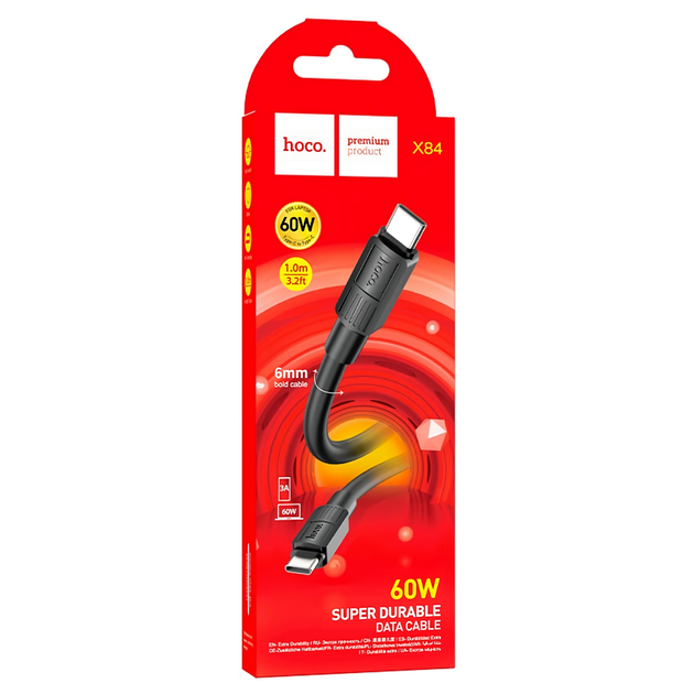 Кабель HOCO X84 Type-C to Type-C Solid 60W charging data cable - Фото 4 Кабель HOCO X84 Type-C to Type-C Solid 60W charging data cable - изображение 4
