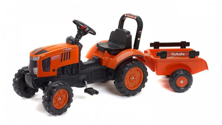 Детский трактор на педалях Falk Kubota с прицепом красный, 2065AB ...