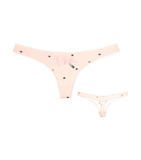 Жіночі стрінги з принтом Pink - Donella - 241150PG - S - Бежевий - Фото 1 Жіночі стрінги з принтом Pink - Donella - 241150PG - S - Бежевий - зображення 1