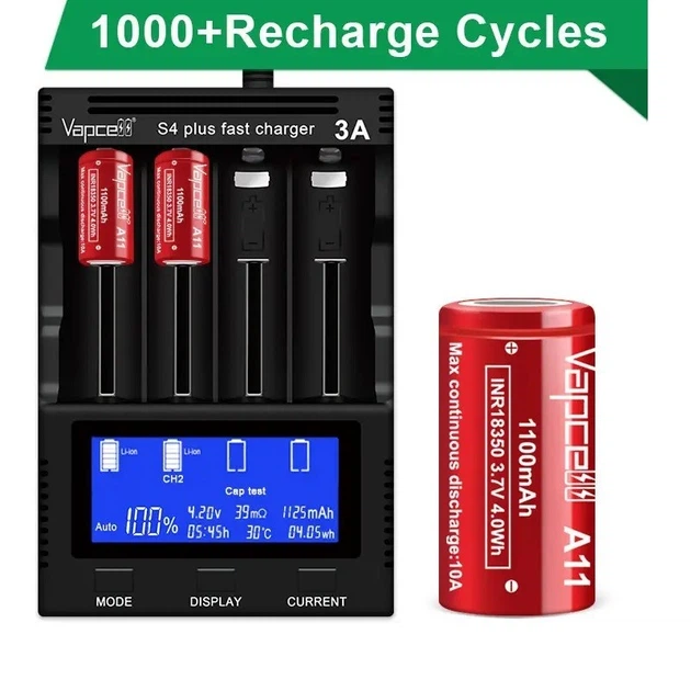 Аккумулятор 18350 3.7V 1100mAh 10A Li-ion INR18350 1шт 18*35mm Vapcell - изображение 4