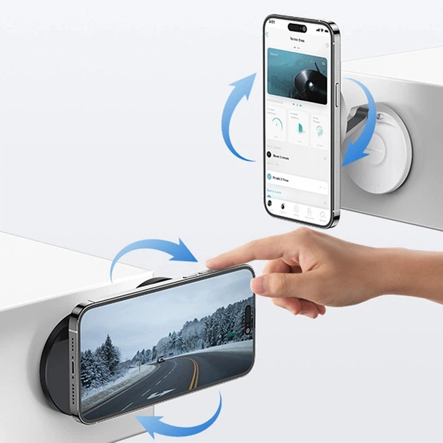 Автомобильный держатель Складной Baseus MagPro Magnetic Foldable Magsafe 360° для дома стол стена кухня Белый - изображение 10