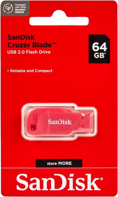 Флеш пам'ять USB SanDisk Cruzer Blade 64 GB USB 2.0 Pink (SDCZ50C-064G-B35PE) - зображення 2