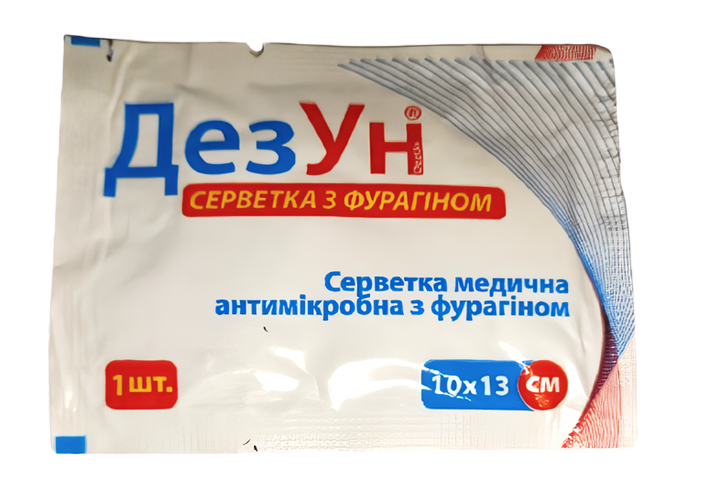 Серветка з фурагіном медична антимікробна «ДезУн» 10х13 см № 1 - зображення 1