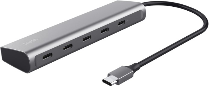 Hub USB 5w1 Trust Halyx 1 x USB-C + 4 x USB-C 3.2 Gen1 Silver (8713439251364) - obraz 1