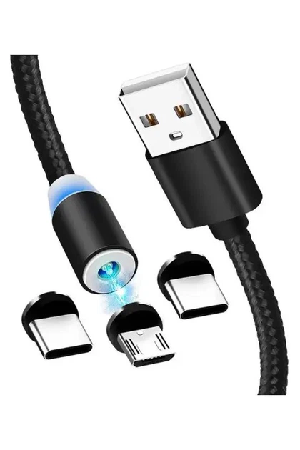 Кабель магнитный USB 3в1 Denmen D09E 2.4A Черный Smart (170397) - изображение 2