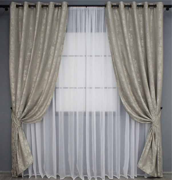 Комплект штор на люверсах VR-Textil Жаккард Sultan XO № 1143ш 150х250 см 2 шт Капучино (37-0026) - изображение 2