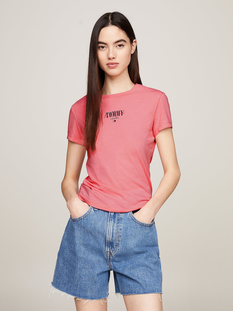 Koszulka damska bawełniana Tommy Jeans DW0DW17839-TIC L Różowa (8720646693085) - obraz 1