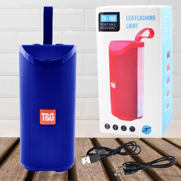Колонка Bluetooth портативная TG-287 FM-радио USB/TF speakerphone с ремешком Blue - изображение 7