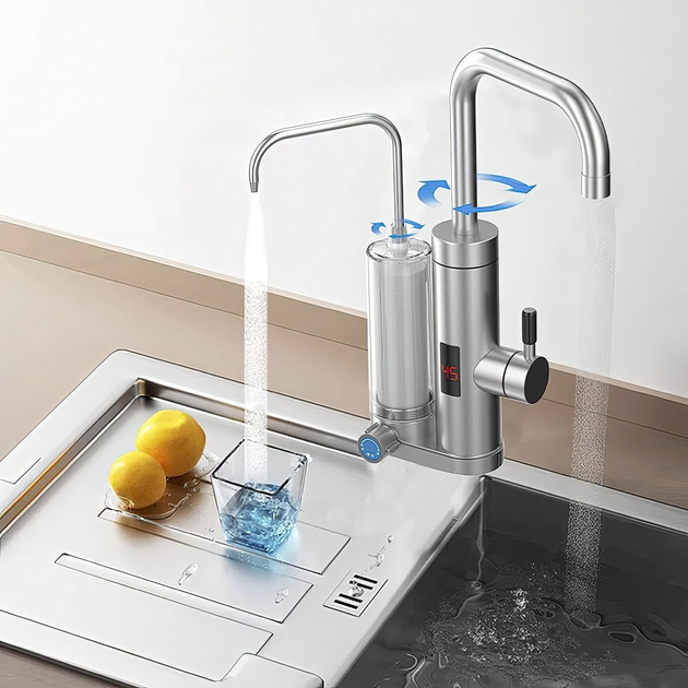 Проточний водонагрівач з фільтром Faucet ZSWK-D02 3300W, міні бойлер (VS7006592) - изображение 3