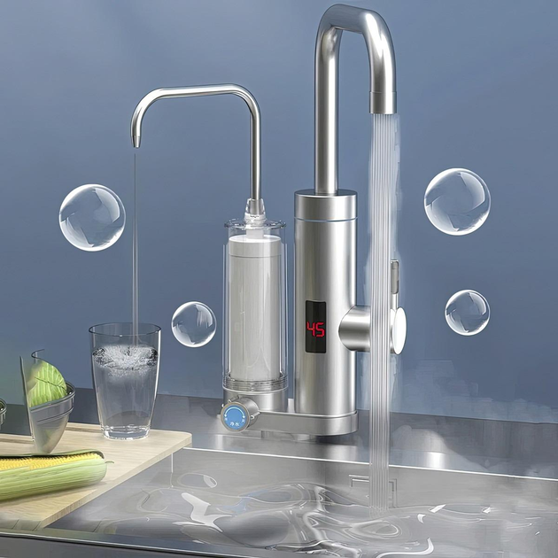 Проточний водонагрівач з фільтром Faucet ZSWK-D02 3300W, міні бойлер (VS7006592) - изображение 5