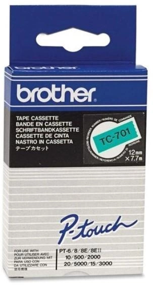 Taśma etykietowa Brother P-Touch TC-701 12 mm 7.7 m Black/Green (4977766050623) - obraz 1