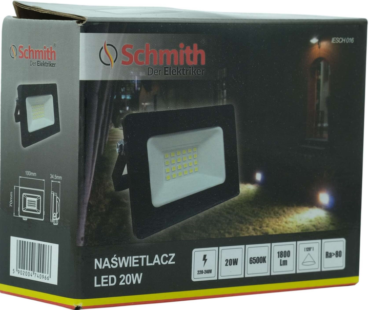 Naświetlacz LED Schmith 20 W czarny (IESCH 016) - obraz 3