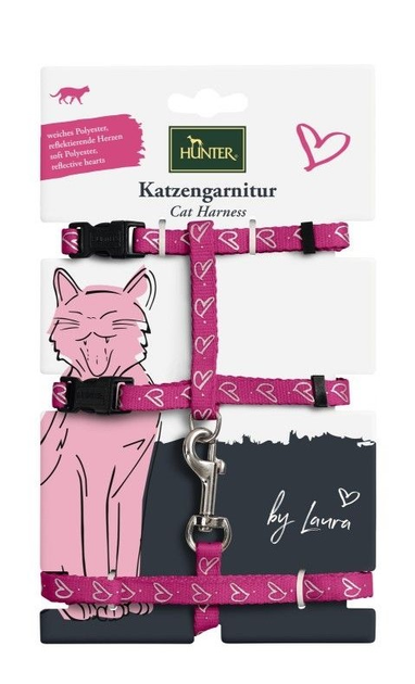 Шлея з повідцем для котів Hunter By Laura Cat harness with line Pink (4016739659514) - зображення 1