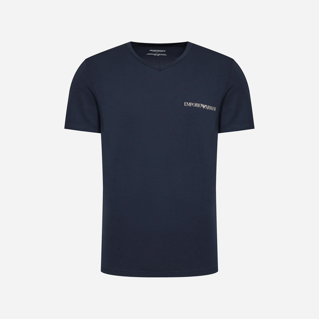 Набір футболок бавовняних довгих чоловічих Emporio Armani 3F717111849-11350 M 2 шт Синій/Бежевий з принтом (8057767239619) - зображення 6