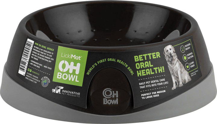 Miska dla psów LickiMat Dog Bowl Oral Hygiene Bowl M 22 x 7.2 cm 500 ml Black (9349785000166) - obraz 1