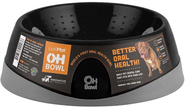 Miska dla psów LickiMat Dog Bowl Oral Hygiene Bowl L 27 x 9 cm 1000 ml Black (9349785000197) - obraz 1