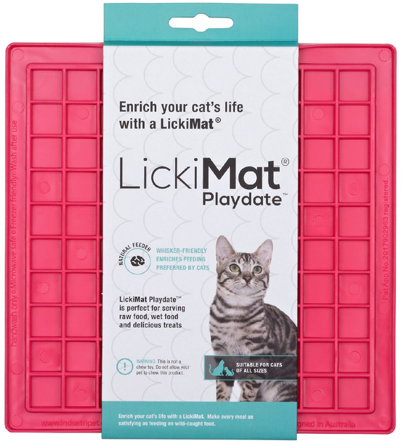 Mata na smakołyki dla kotów LickiMat Cat Playdate 20 x 20 cm Pink (9349785000814) - obraz 1