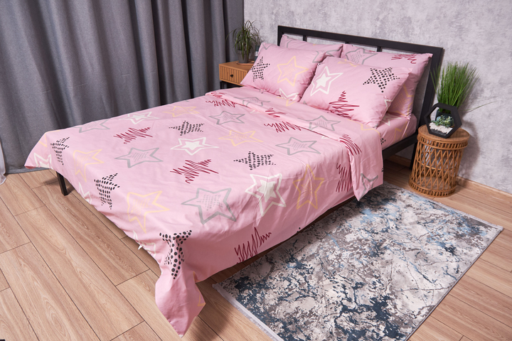 Акція на Комплект постільної білизни Moon&Star Бязь Gold Люкс Alpha Pink King Size 220x240 см наволочки 4х50х70 см (MS-820002651) від Rozetka