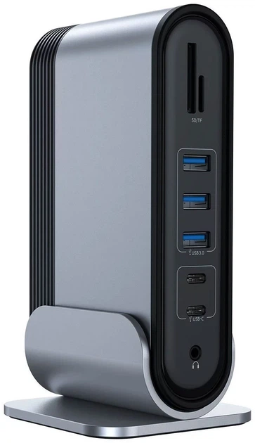 Док-станція хаб Baseus USB 3.2 Type-C - 2x HDMI 2xDP 2x USB-C 3x USB RJ45 SD TRRS 3.5mm PD 100W БЖ 16в1 Grey-Black - Фото 2 Док-станція хаб Baseus USB 3.2 Type-C - 2x HDMI 2xDP 2x USB-C 3x USB RJ45 SD TRRS 3.5mm PD 100W БЖ 16в1 Grey-Black - изображение 2