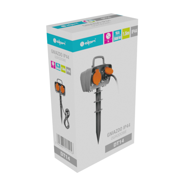 Slupek ogrodowy elektryczny DPM  2 gniazda 1.5 m DT14 (5906881215456) - obraz 4