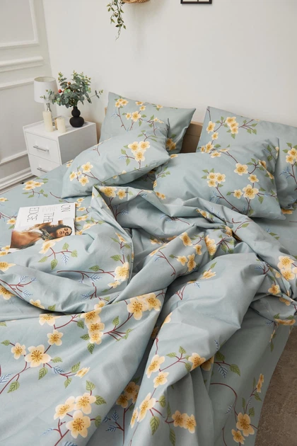 Комплект постельного белья Moon&Star полуторный 143х210 наволочки 4х70х70 Spring Flower Микросатин Premium (MS-820001407) - изображение 10