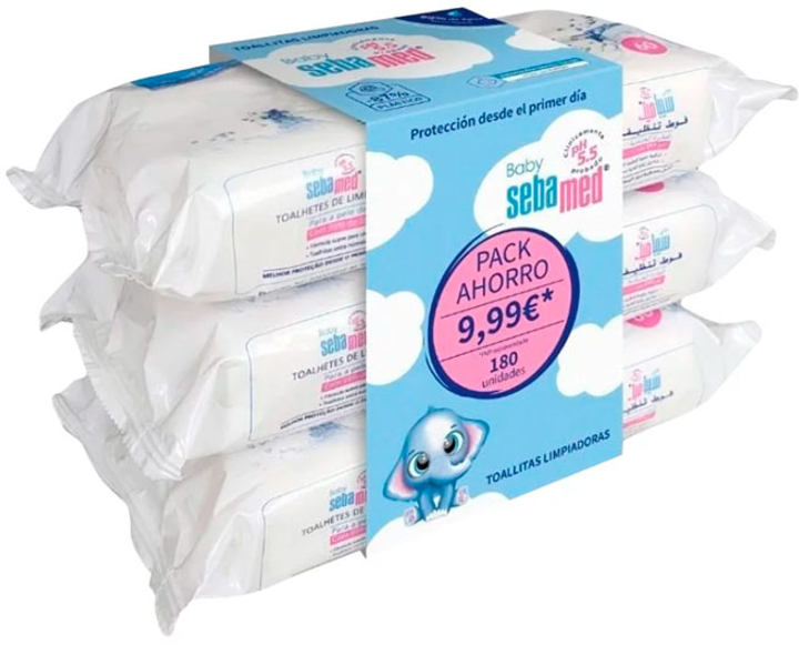 Дитячі вологі серветки Sebamed Baby Cleansing Wipes 3 x 60 шт (8470002081437) - зображення 1