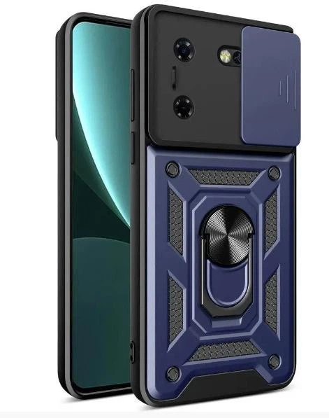 Чехол Camshield c кольцом-подставкой на Tecno Pova 5 (dark blue) - Фото 1 Чехол Camshield c кольцом-подставкой на Tecno Pova 5 (dark blue) - изображение 1
