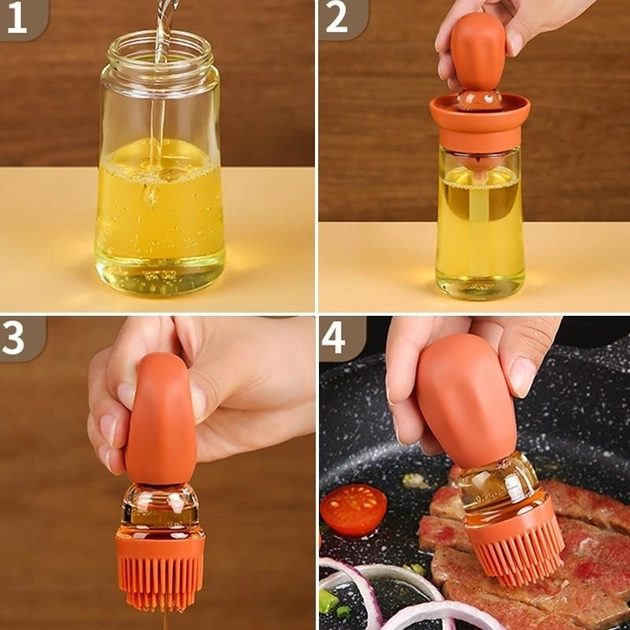 Дозатор кухонный для масла WOW Диспенсер бутылка с силиконовой кисточкой стеклянный 180мл - Фото 5 Дозатор кухонный для масла WOW Диспенсер бутылка с силиконовой кисточкой стеклянный 180мл - изображение 5