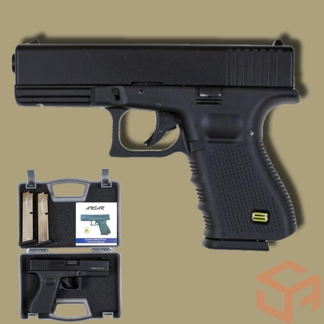 Стартовый пистолет Glock 17, SUR G17 black (ANSAR BRT) с дополнительным магазином, Сигнальный под холостой патрон 9мм, Шумовой - изображение 1
