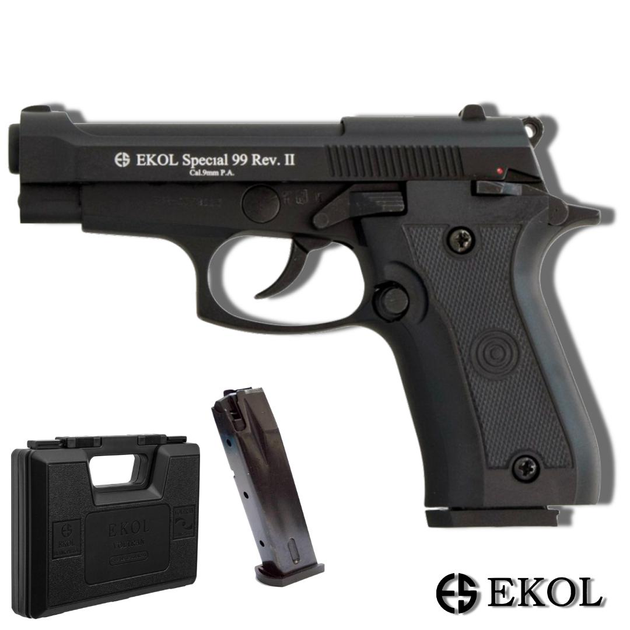 Стартовый пистолет Beretta 99, Ekol Special 99 REV II + 20 патронов, Сигнальный пистолет под холостой патрон 9мм, Шумовой - изображение 2