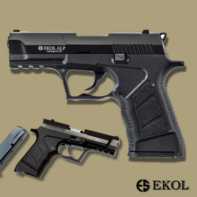 Стартовий пістолет Ekol Alp black, Сигнальний пістолет під холостий патрон 9мм, Шумовий - зображення 1