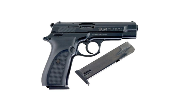 Стартовый пистолет CZ-75, SUR 1607 + дополнительный магазин, Сигнальный пистолет под холостой патрон 9мм, Шумовой - изображение 2