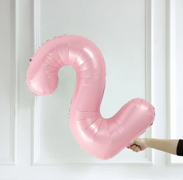 Фольгована Цифра 2 Розмір 75см | Sugar Pink - Фото 2 Фольгована Цифра 2 Розмір 75см | Sugar Pink - зображення 2