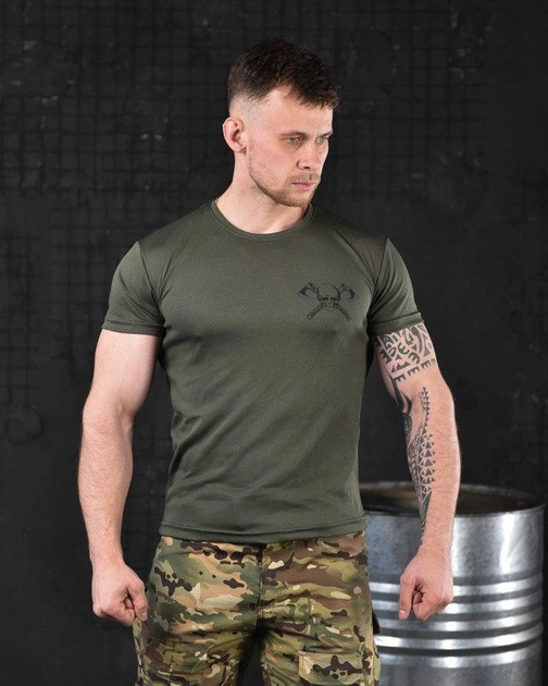 Череп футболка тактическая потоотводящая олива odin m - изображение 1