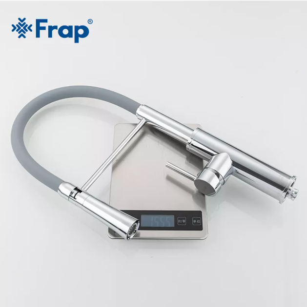Смеситель для кухни Frap F4452-6 с гибким изливом, 2 режима, серый/хром - изображение 6