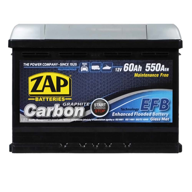 Автомобильный аккумулятор ZAP Carbon EFB 60Аh 550А R+ (560 08) (LB2 ...