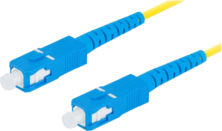 Patchcord optyczny Lanberg SM SC/APC - SC/UPC Simplex G657a1 3 mm 2 m Yellow (FO-SASU-SS21-0020-YE) - obraz 1