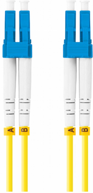 Patchcord optyczny Lanberg SM LC/UPC - LC/UPC Duplex G657a1 3 mm 2 m Yellow (FO-LULU-SD11-0020-YE) - obraz 1